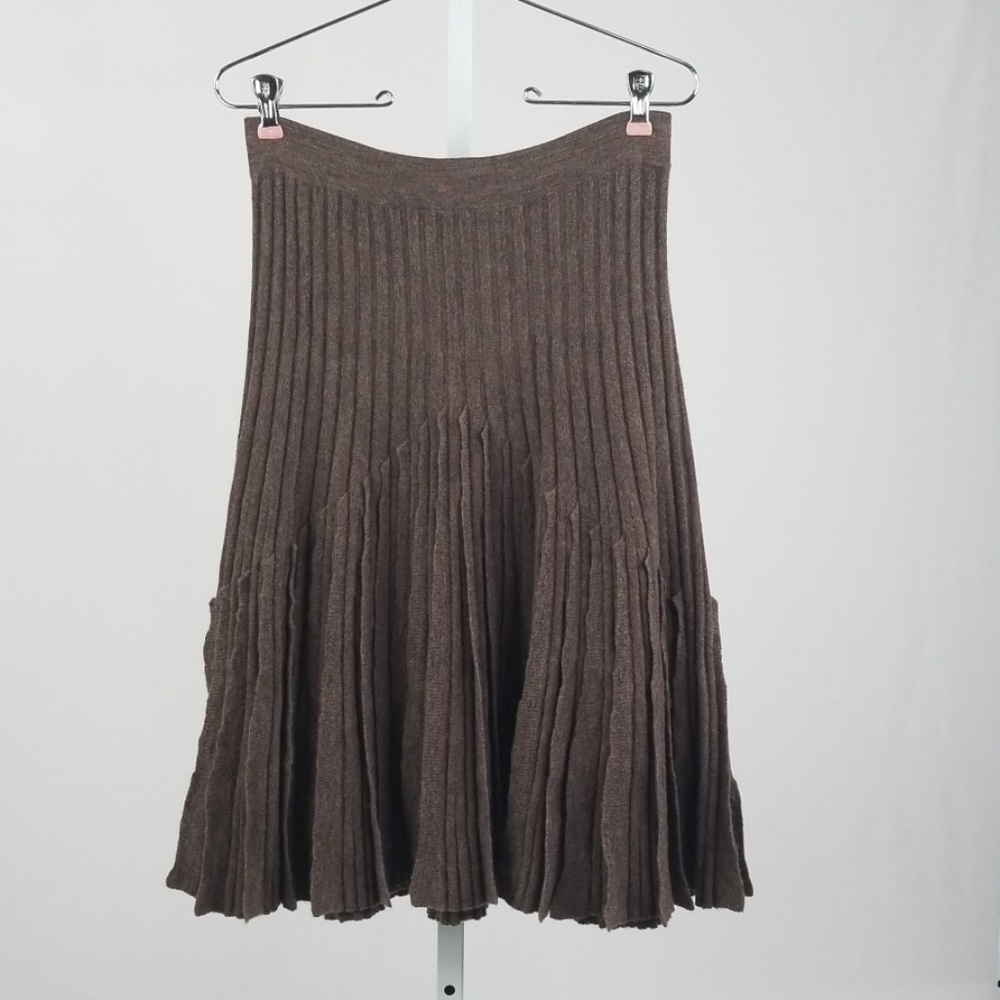 Magaschoni Pleated Midi Skirt 100% Wool - Picture 1 of 4